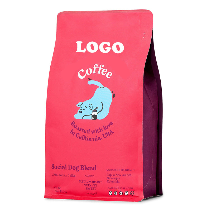 Aluminum Foil Custom Coffee Bags Flat Bottom Pouch Bag for Coffee Packaging With Zipper