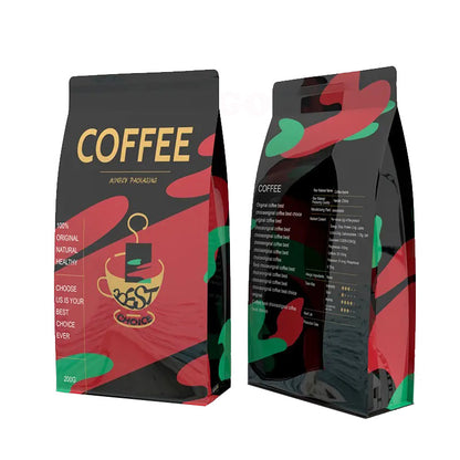 Aluminum Foil Custom Coffee Bags Flat Bottom Pouch Bag for Coffee Packaging With Zipper